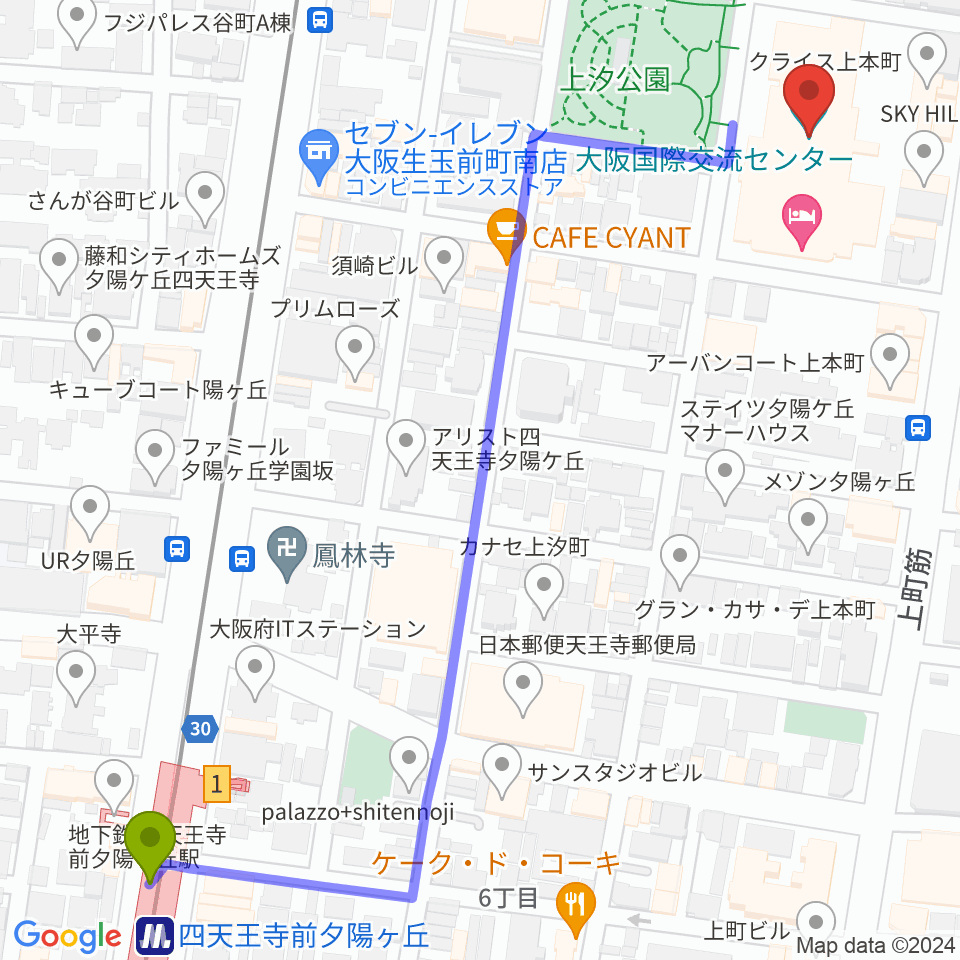 四天王寺前夕陽ヶ丘駅 から 大阪国際交流センター への行き方