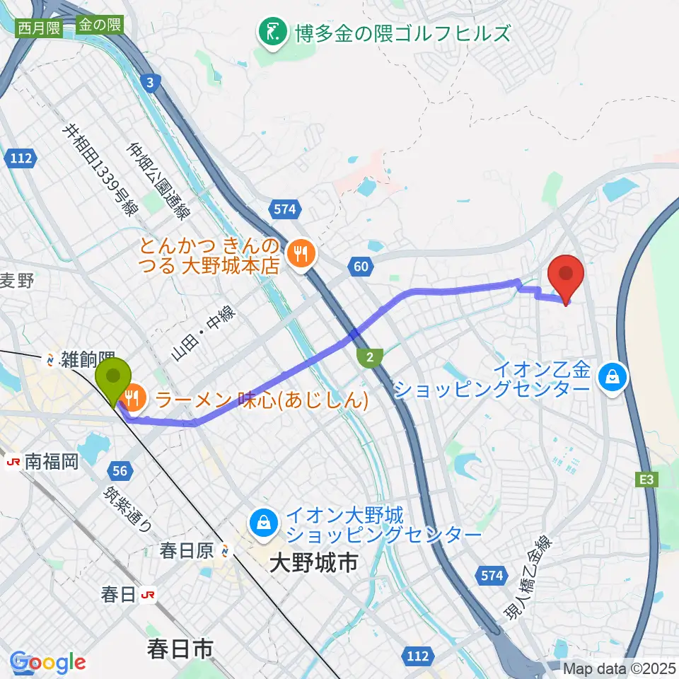 桜並木駅から株式会社ピアノターミナルナカムラへのルートマップ地図