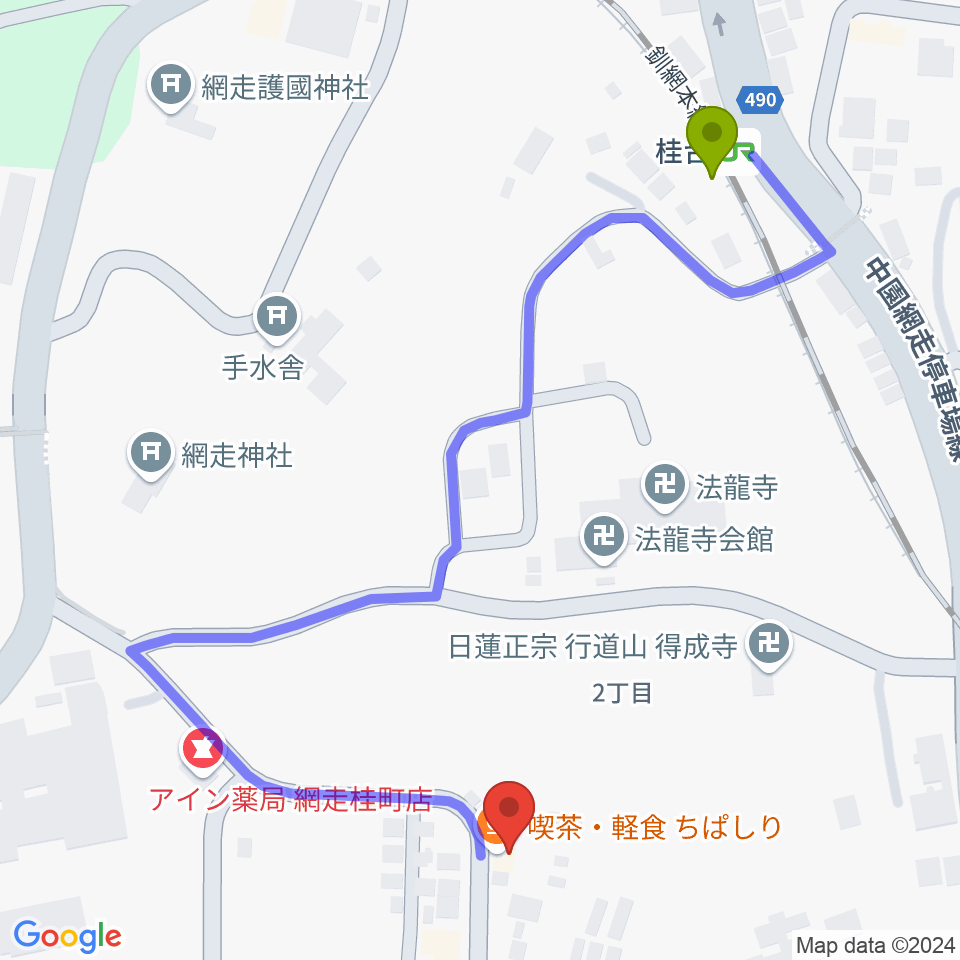 喫茶ちぱしりの最寄駅桂台駅からの徒歩ルート（約5分）地図