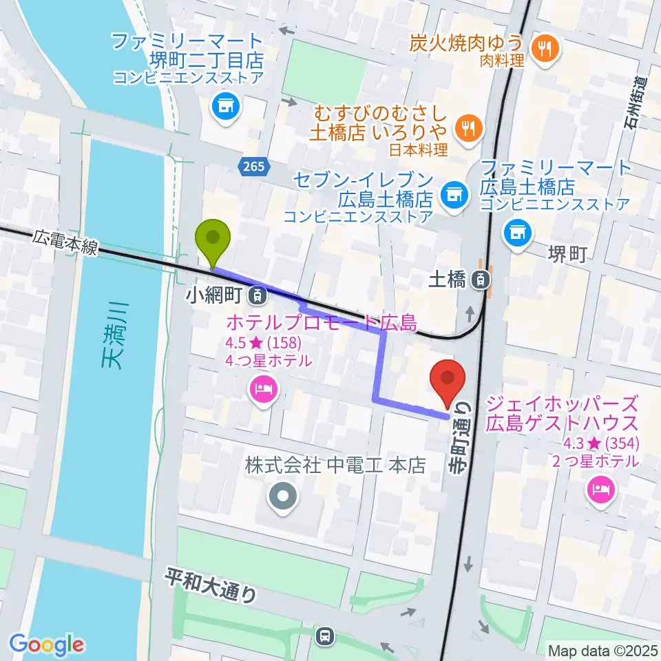 小網町駅からスタジオGへのルートマップ地図