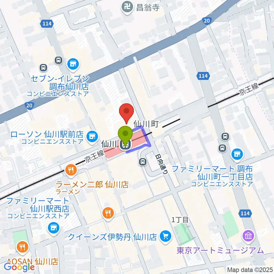 仙川カルチャーセンターの最寄駅仙川駅からの徒歩ルート（約1分）地図