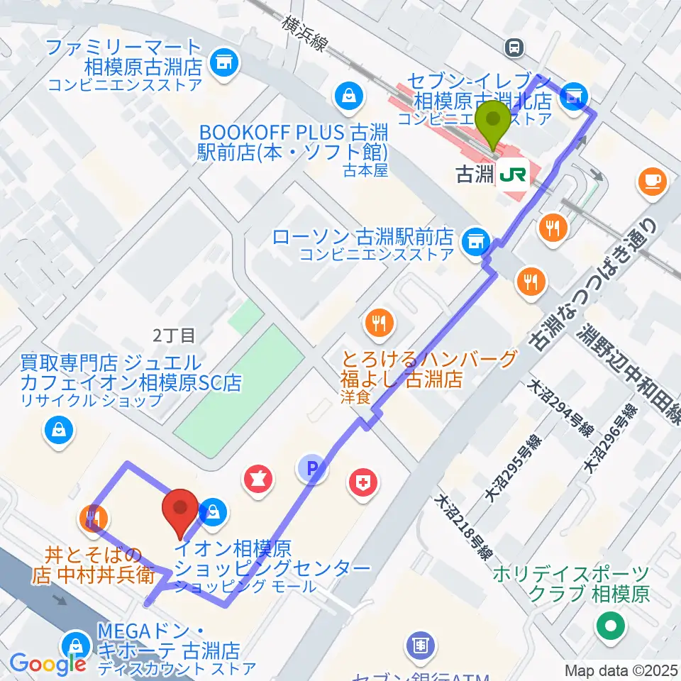 相模原カルチャーセンター古淵店の最寄駅古淵駅からの徒歩ルート（約6分）地図