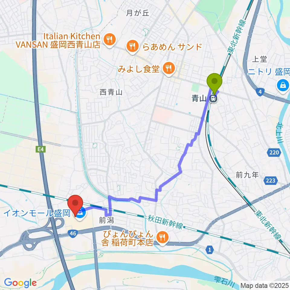 東山堂 MER♪T（メルト）の最寄駅青山駅からの徒歩ルート（約38分）地図