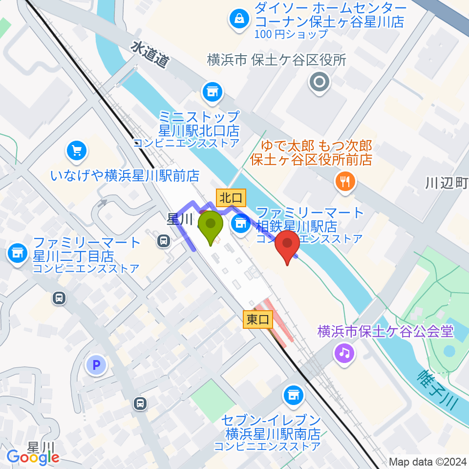 東京音楽学院 横浜星川駅前校の最寄駅星川駅からの徒歩ルート（約1分）地図