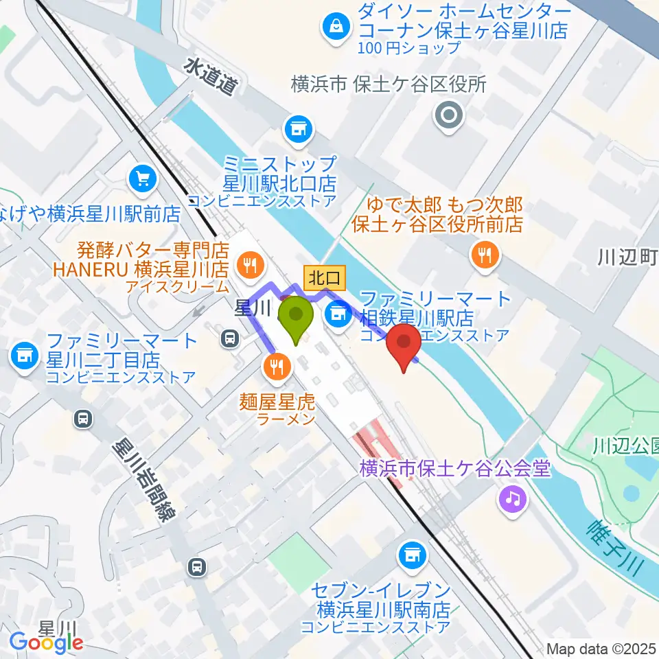 東京音楽学院 横浜星川駅前校の最寄駅星川駅からの徒歩ルート（約1分）地図