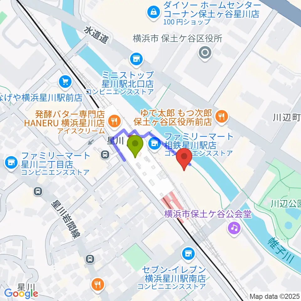 東京音楽学院 横浜星川駅前校の最寄駅星川駅からの徒歩ルート（約1分）地図