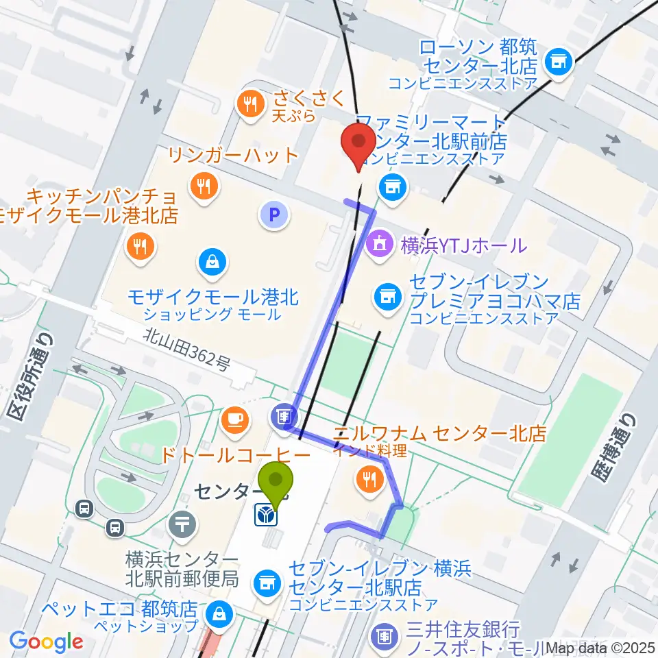 山響楽器店 センター北教室の最寄駅センター北駅からの徒歩ルート（約4分）地図