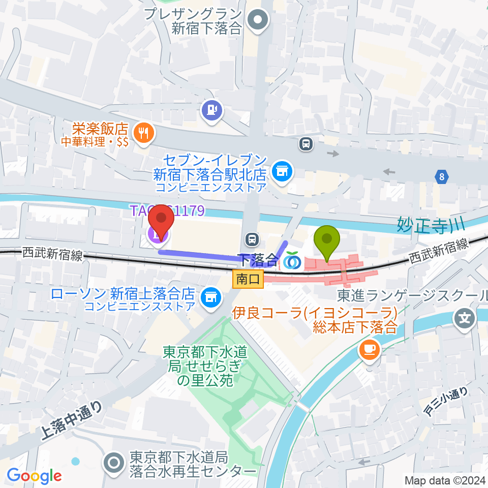 TACCS1179の最寄駅下落合駅からの徒歩ルート（約3分）地図