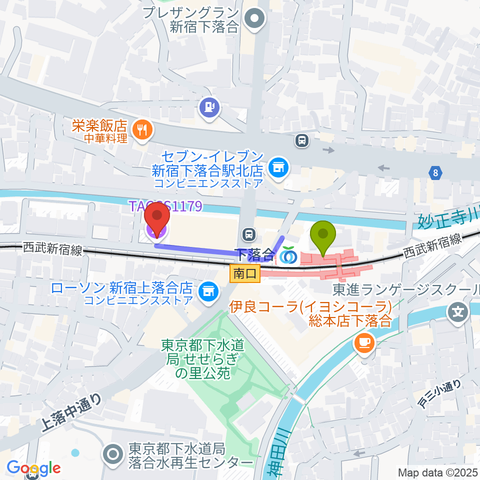 TACCS1179の最寄駅下落合駅からの徒歩ルート（約3分）地図