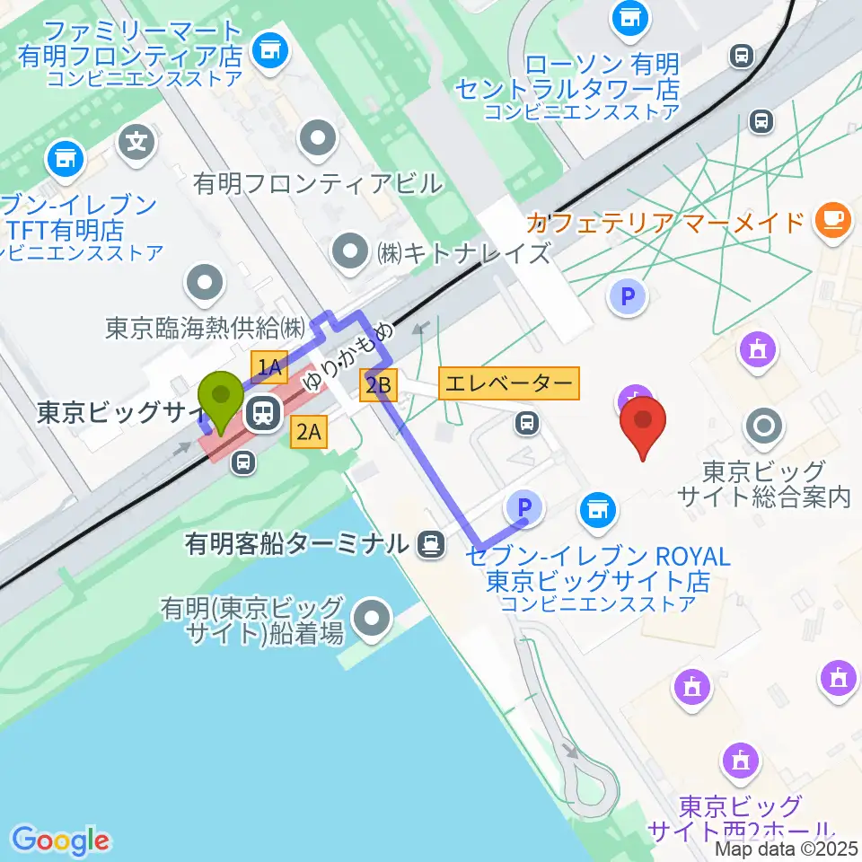 東京ビッグサイト 東京国際展示場の最寄駅東京ビッグサイト駅からの徒歩ルート（約4分）地図