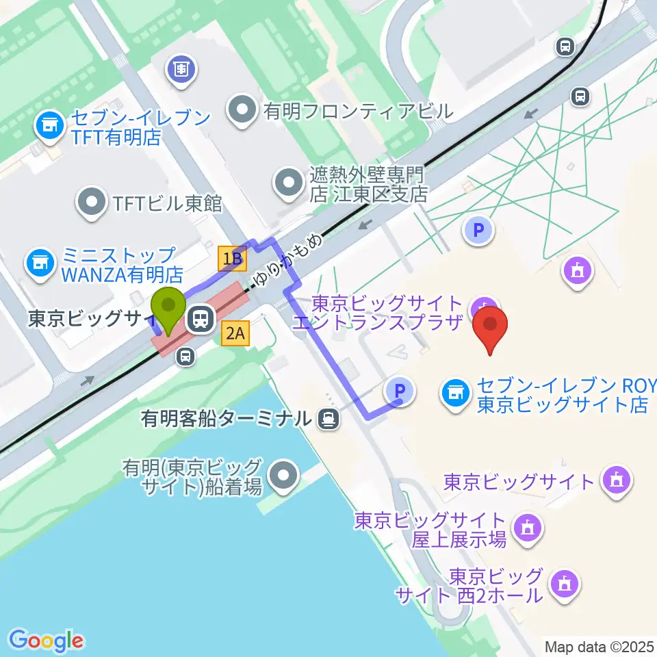 東京ビッグサイト 東京国際展示場の最寄駅東京ビッグサイト駅からの徒歩ルート（約4分）地図