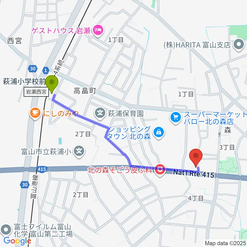 開進堂楽器 MPC北の森の最寄駅大広田駅からの徒歩ルート（約10分）地図