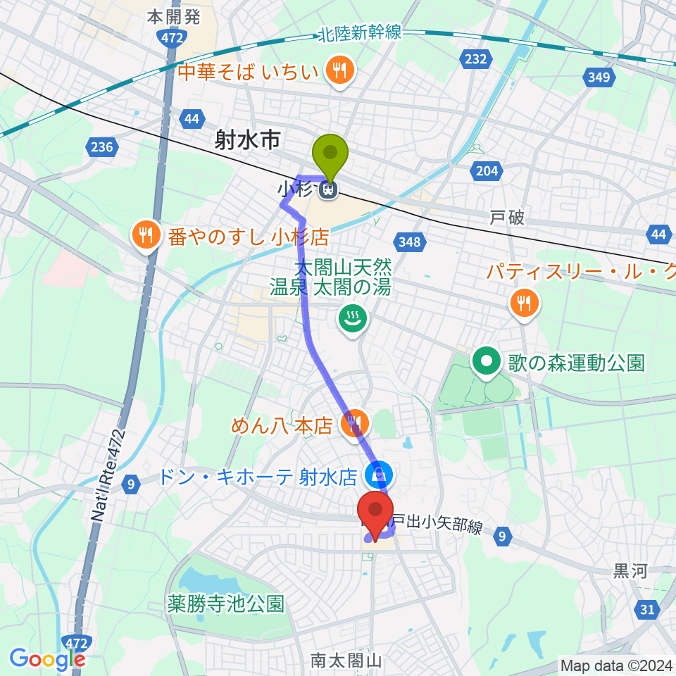 開進堂楽器 MPC太閤山の最寄駅小杉駅からの徒歩ルート（約33分）地図