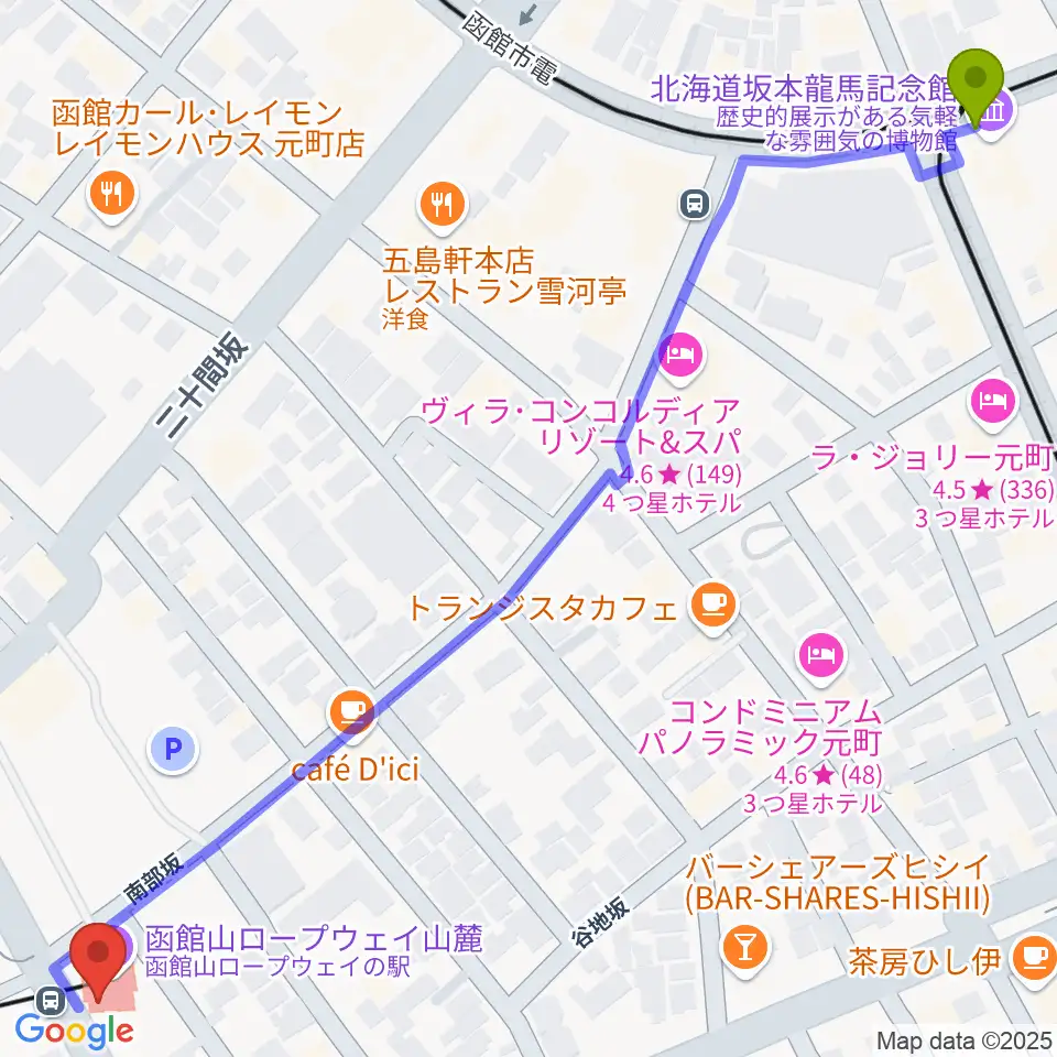十字街駅からFMいるかへのルートマップ地図