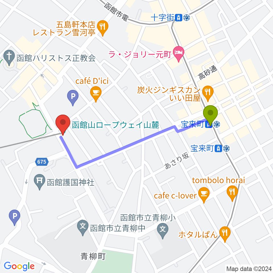 FMいるかの最寄駅宝来町駅からの徒歩ルート（約8分）地図