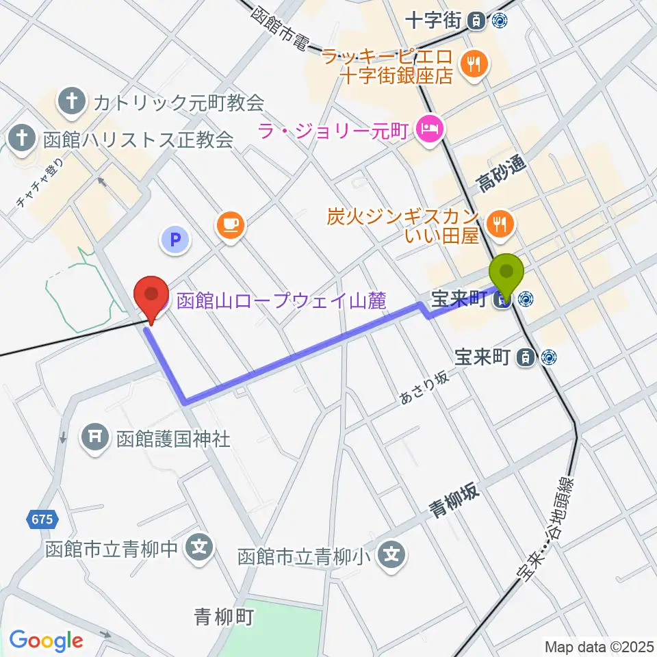FMいるかの最寄駅宝来町駅からの徒歩ルート（約8分）地図