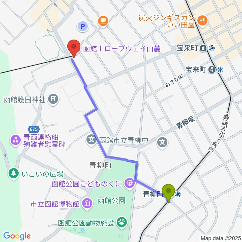 青柳町駅からFMいるかへのルートマップ地図
