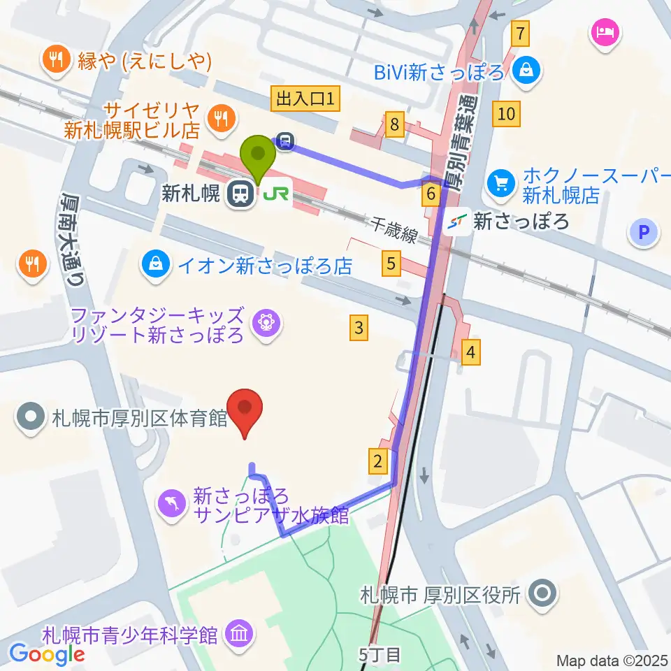 RADIOワンダーストレージ FMドラマシティの最寄駅新札幌駅からの徒歩ルート（約3分）地図