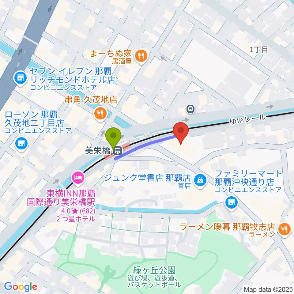 fm那覇の最寄駅美栄橋駅からの徒歩ルート（約2分）地図