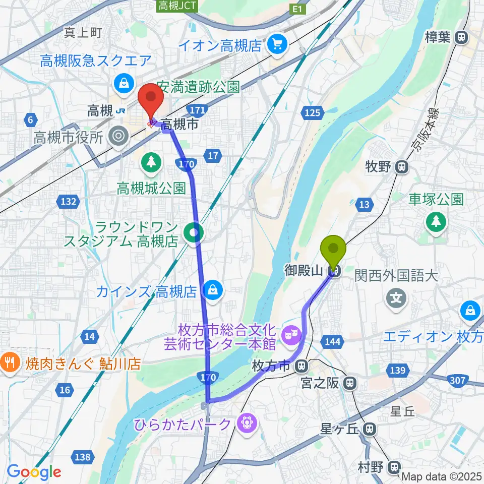 御殿山駅からナッシュビルウエストへのルートマップ地図