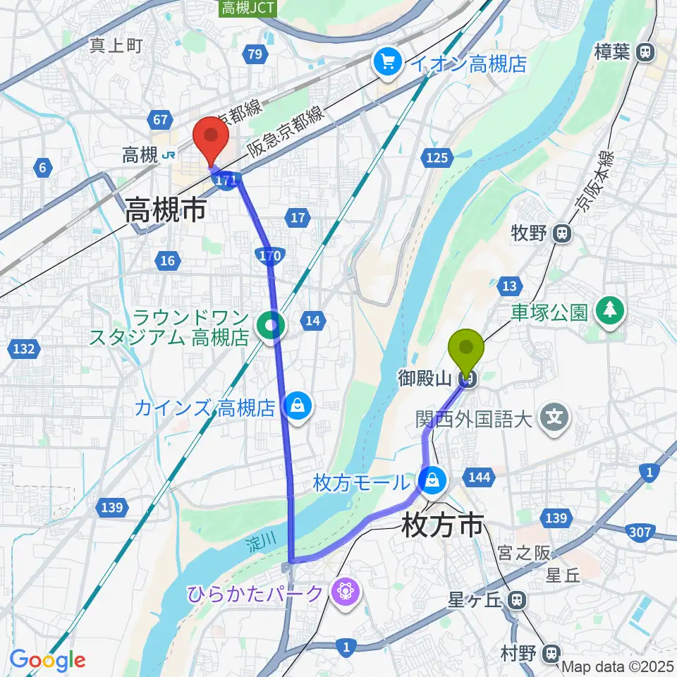 御殿山駅からナッシュビルウエストへのルートマップ地図