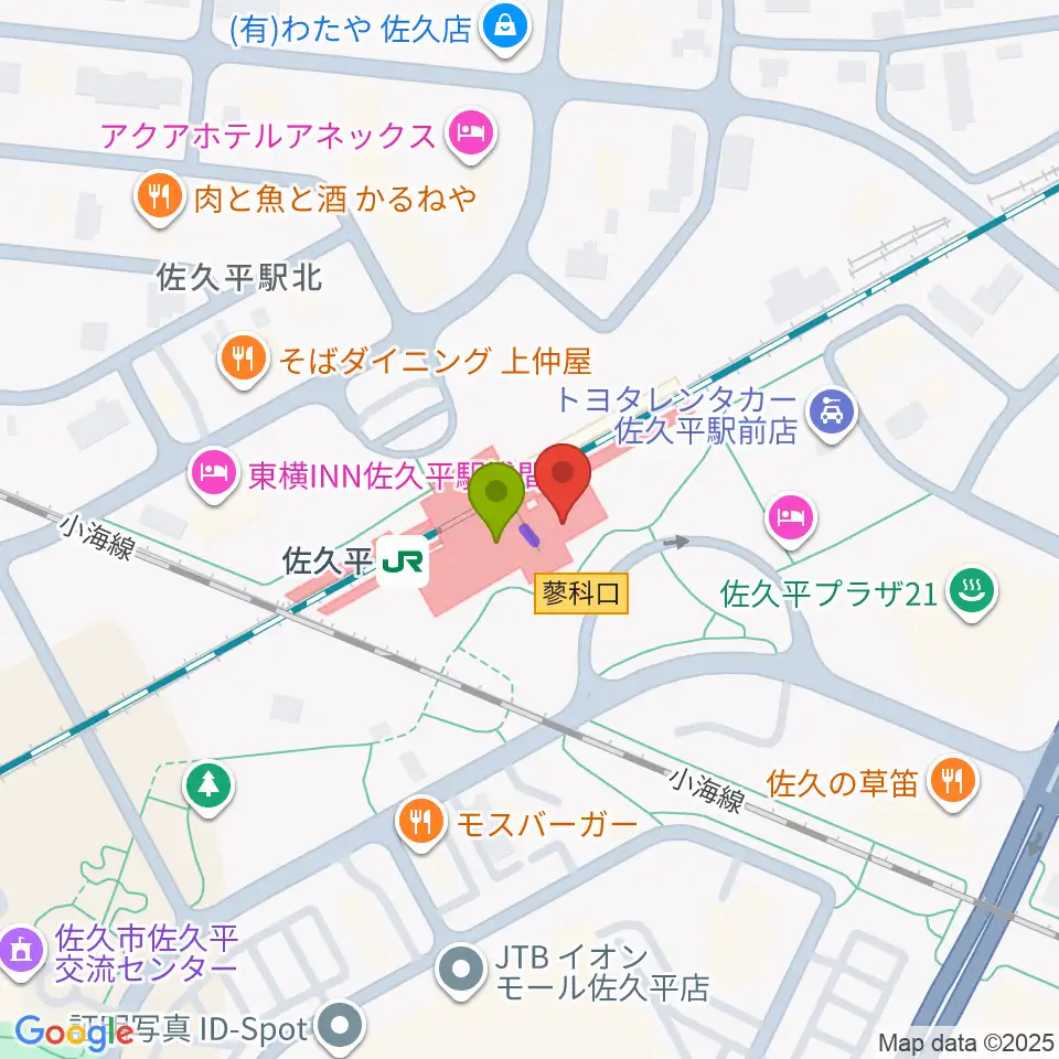 FMさくだいらの最寄駅佐久平駅からの徒歩ルート（約0分）地図