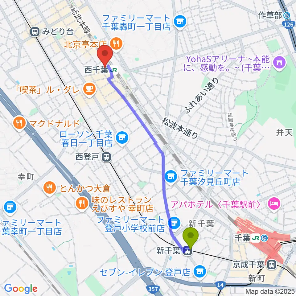 新千葉駅からZX WEST CHIBAへのルートマップ地図