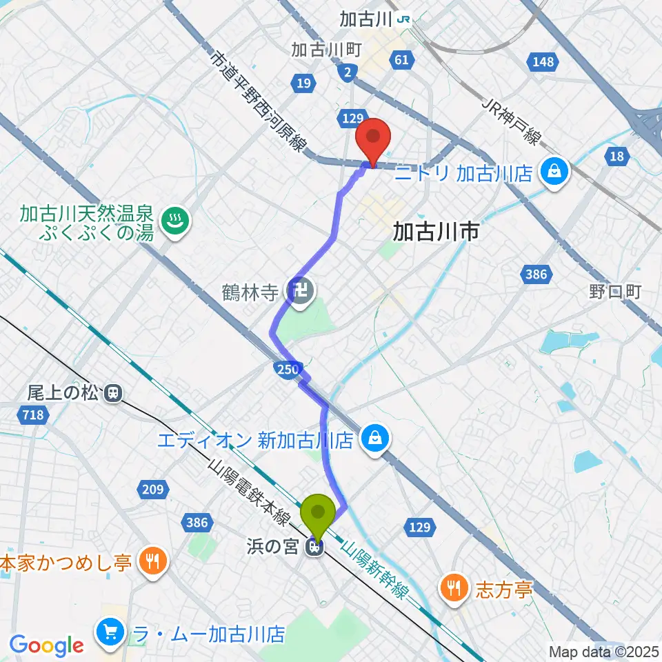 浜の宮駅からBAN-BANラジオへのルートマップ地図