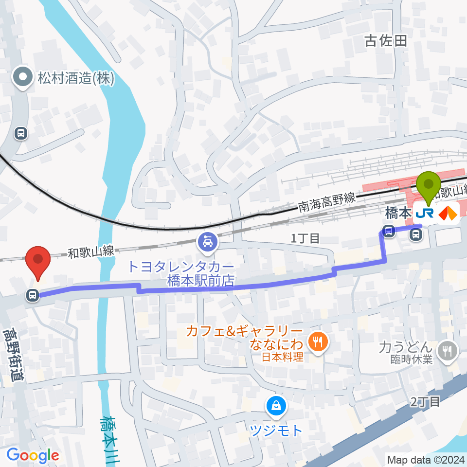 FMはしもとの最寄駅橋本駅からの徒歩ルート（約7分）地図