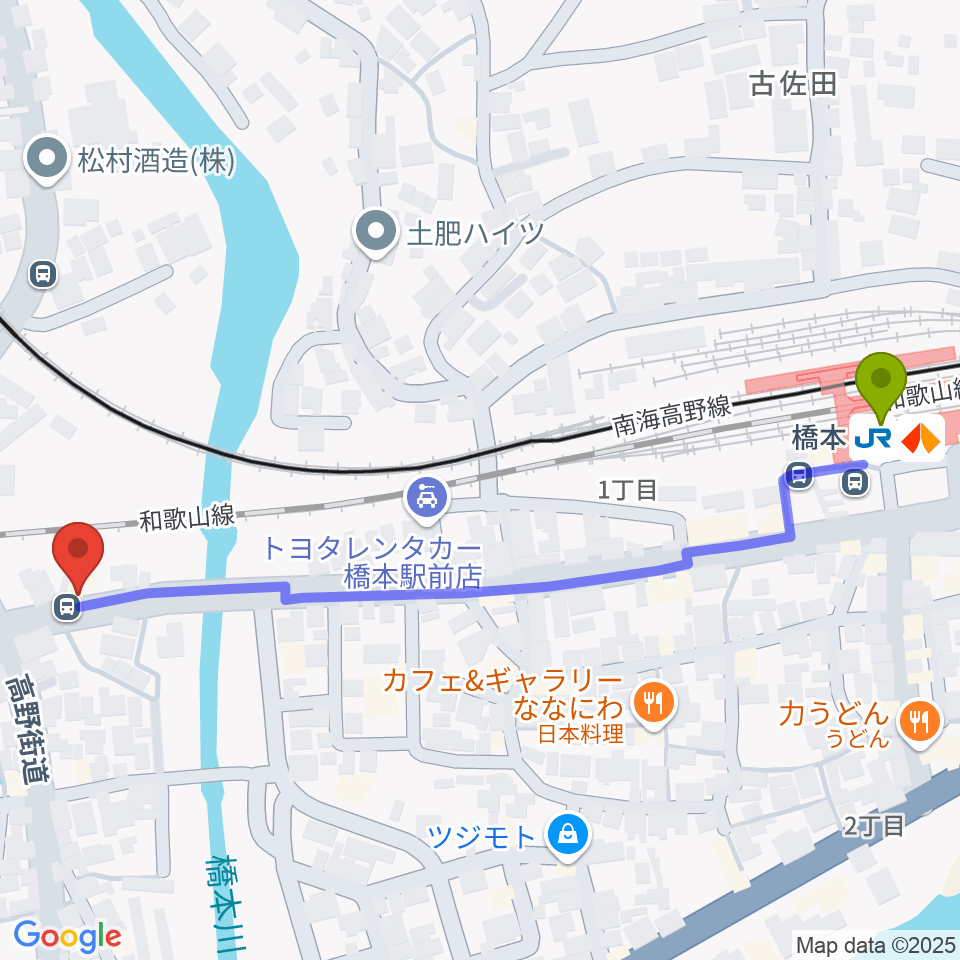 FMはしもとの最寄駅橋本駅からの徒歩ルート（約7分）地図