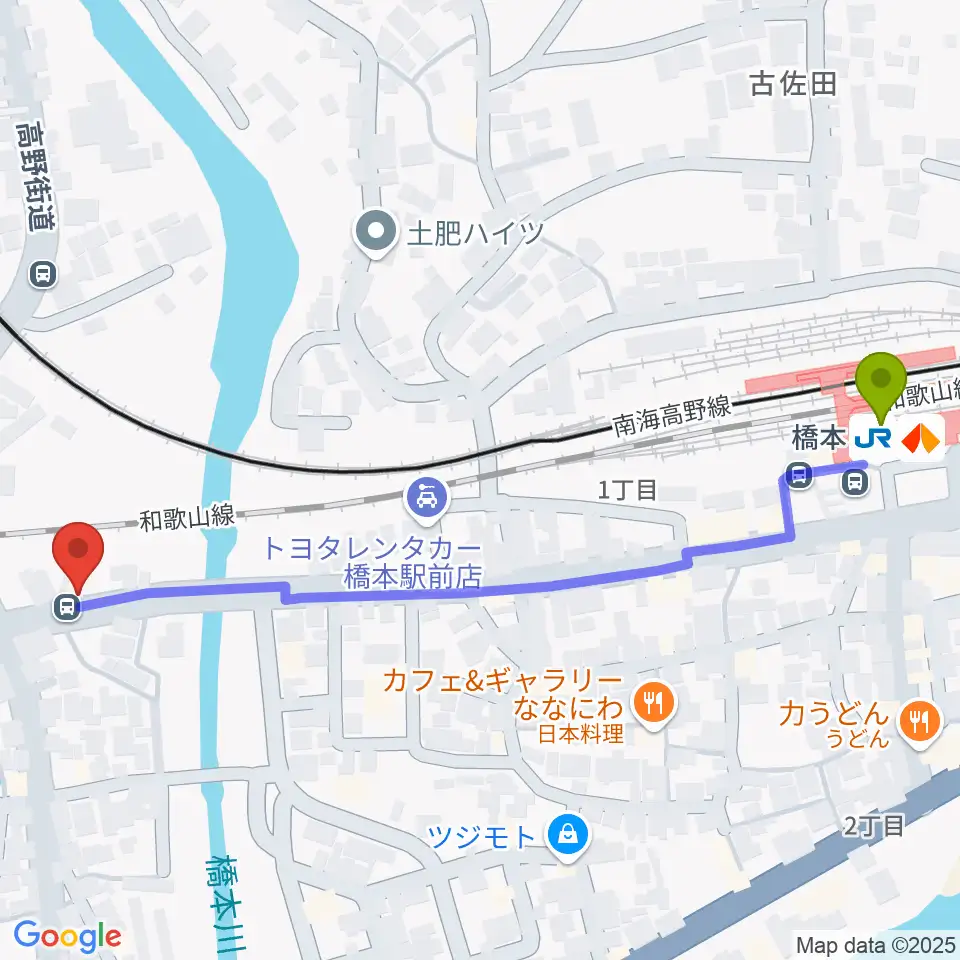 FMはしもとの最寄駅橋本駅からの徒歩ルート（約7分）地図