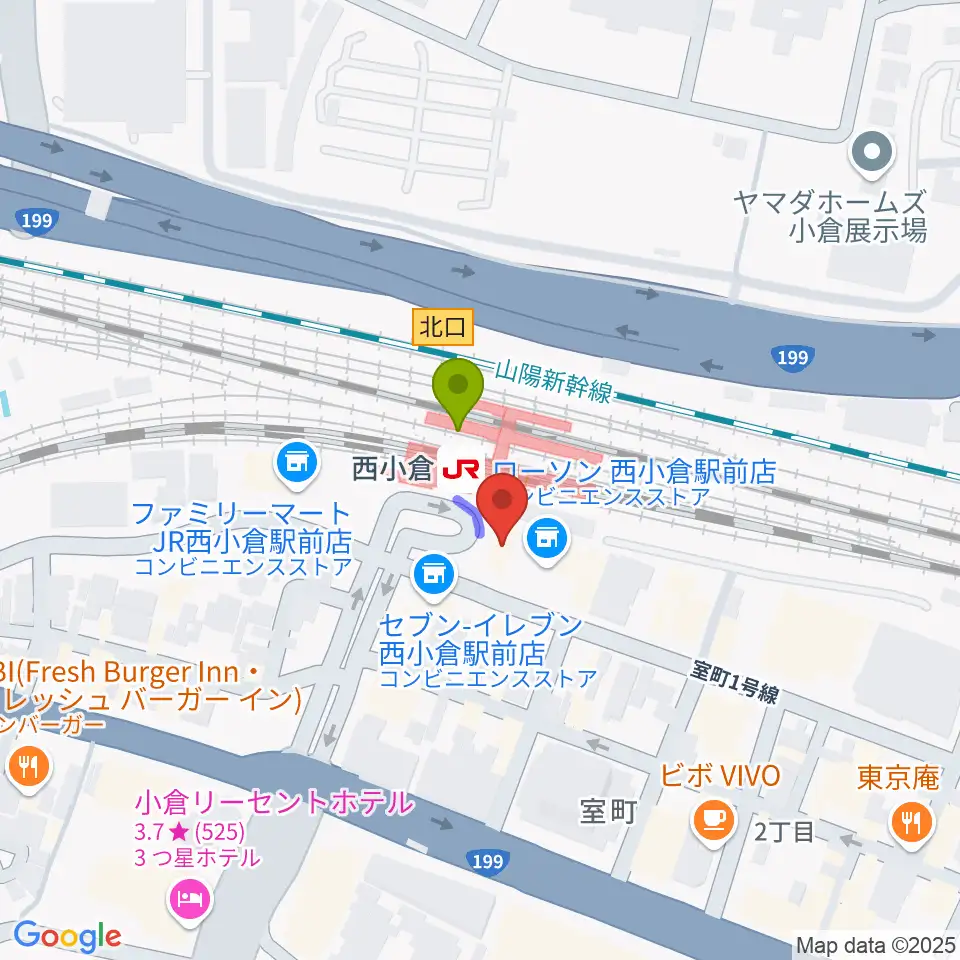 小倉 LIVE SPOT WOW！の最寄駅西小倉駅からの徒歩ルート（約1分）地図