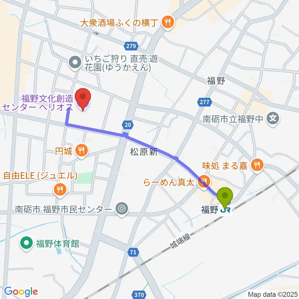福野文化創造センター ヘリオスの最寄駅福野駅からの徒歩ルート（約9分）地図