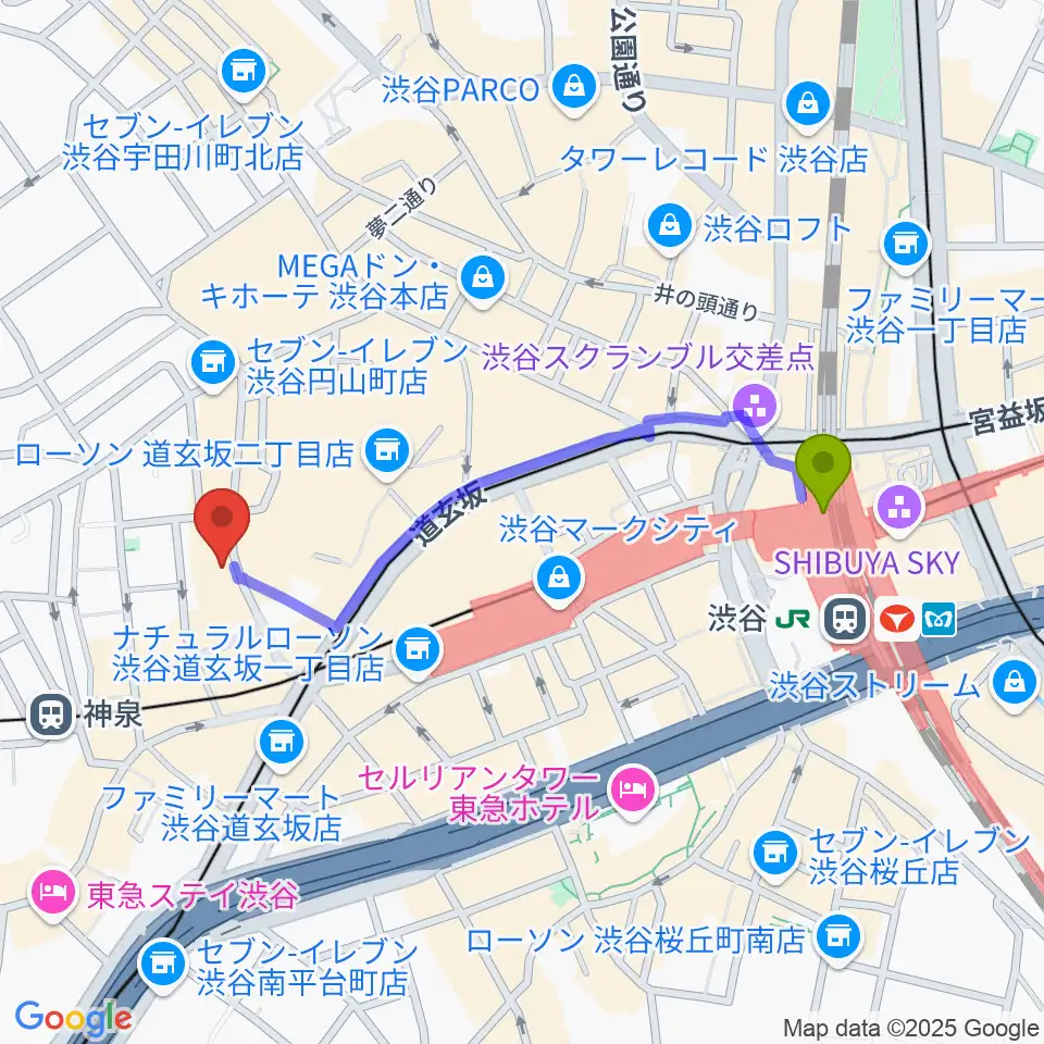 渋谷駅から渋谷7th FLOORへのルートマップ MDATA 渋谷駅から渋谷7th FLOORへのルートマップ MDATA