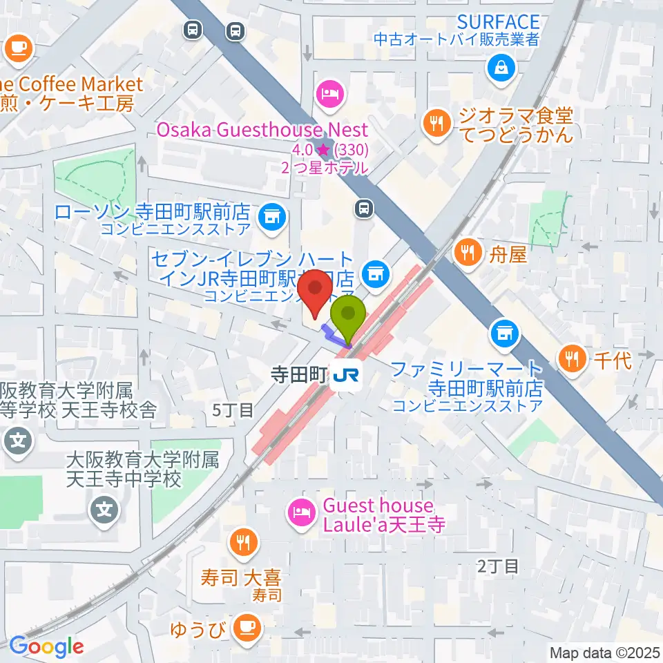 寺田町Fireloopの最寄駅寺田町駅からの徒歩ルート（約0分）地図