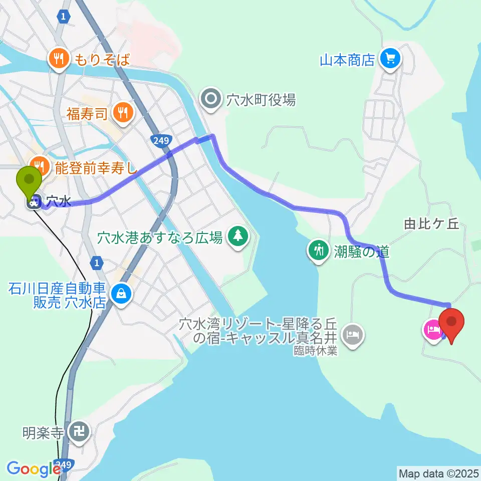 のとふれあい文化センターの最寄駅穴水駅からの徒歩ルート（約28分）地図