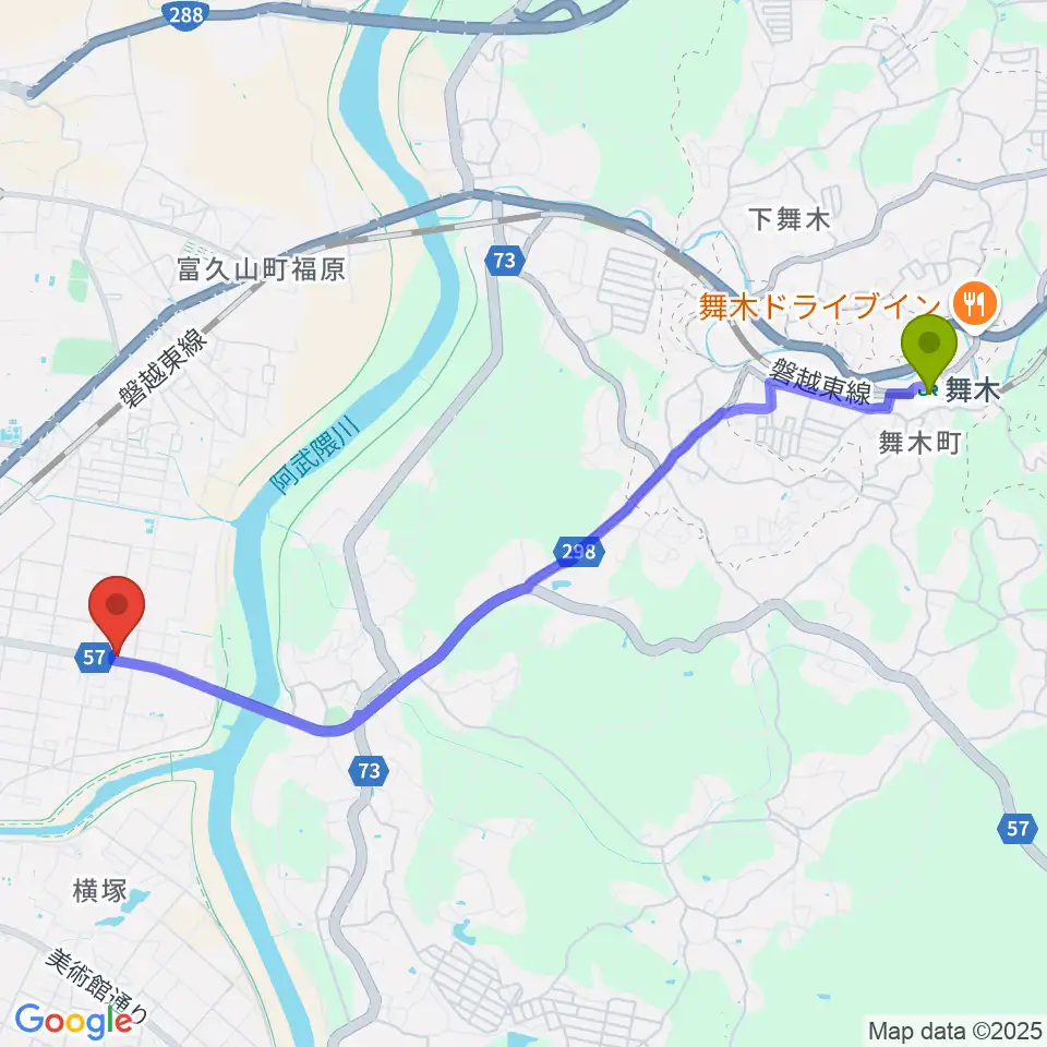 舞木駅からSTUDIO WINへのルートマップ地図