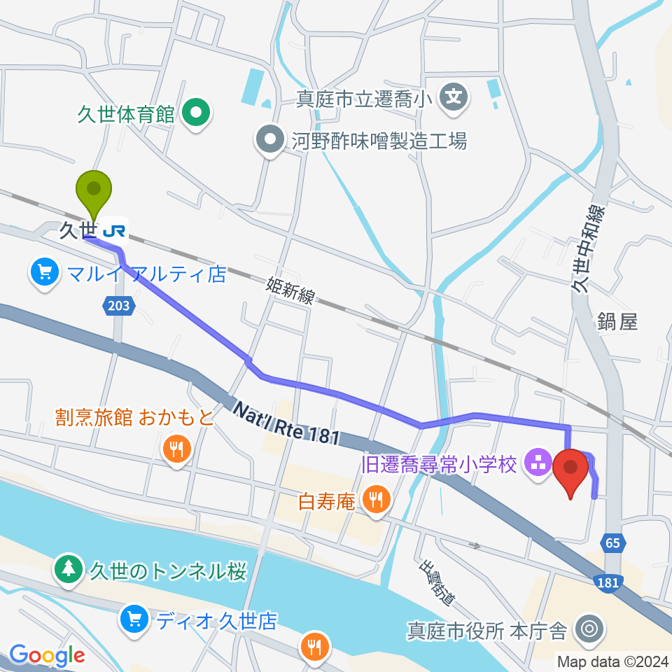 久世エスパスホールの最寄駅久世駅からの徒歩ルート（約13分）地図