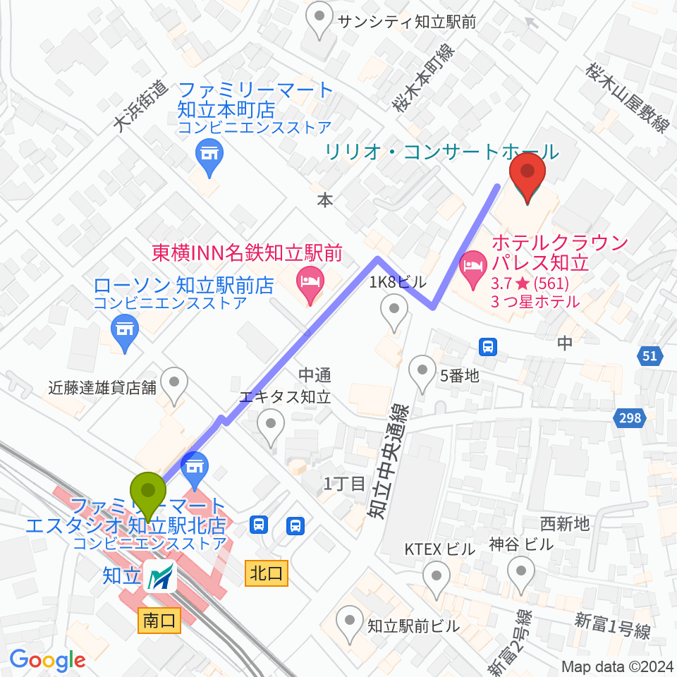知立リリオ･コンサートホールの最寄駅知立駅からの徒歩ルート（約6分）地図