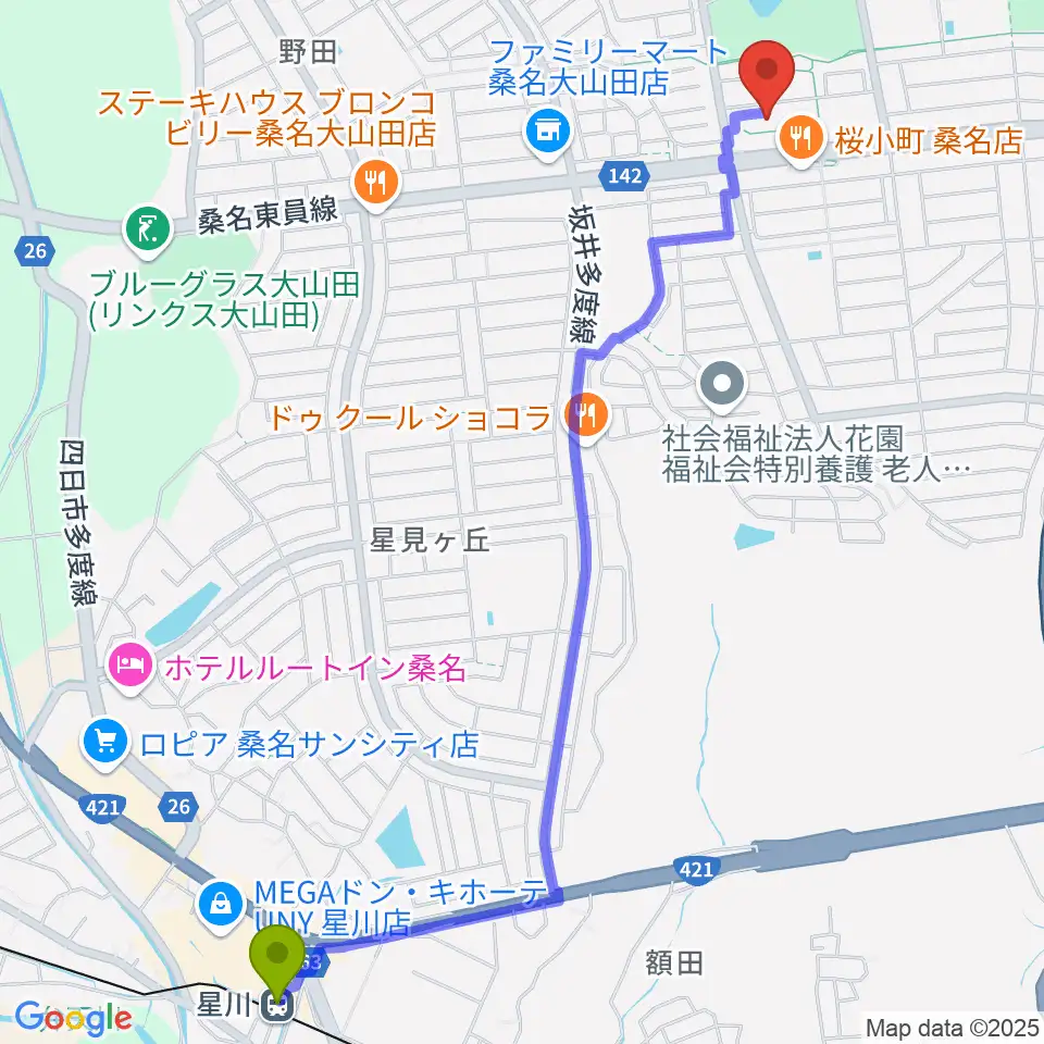 光精工コミュニティプラザの最寄駅星川駅からの徒歩ルート（約30分）地図