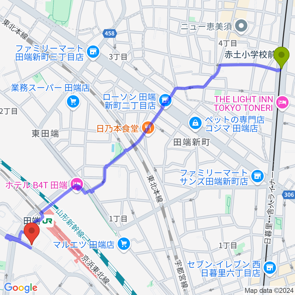 赤土小学校前駅からCPR STUDIOへのルートマップ地図