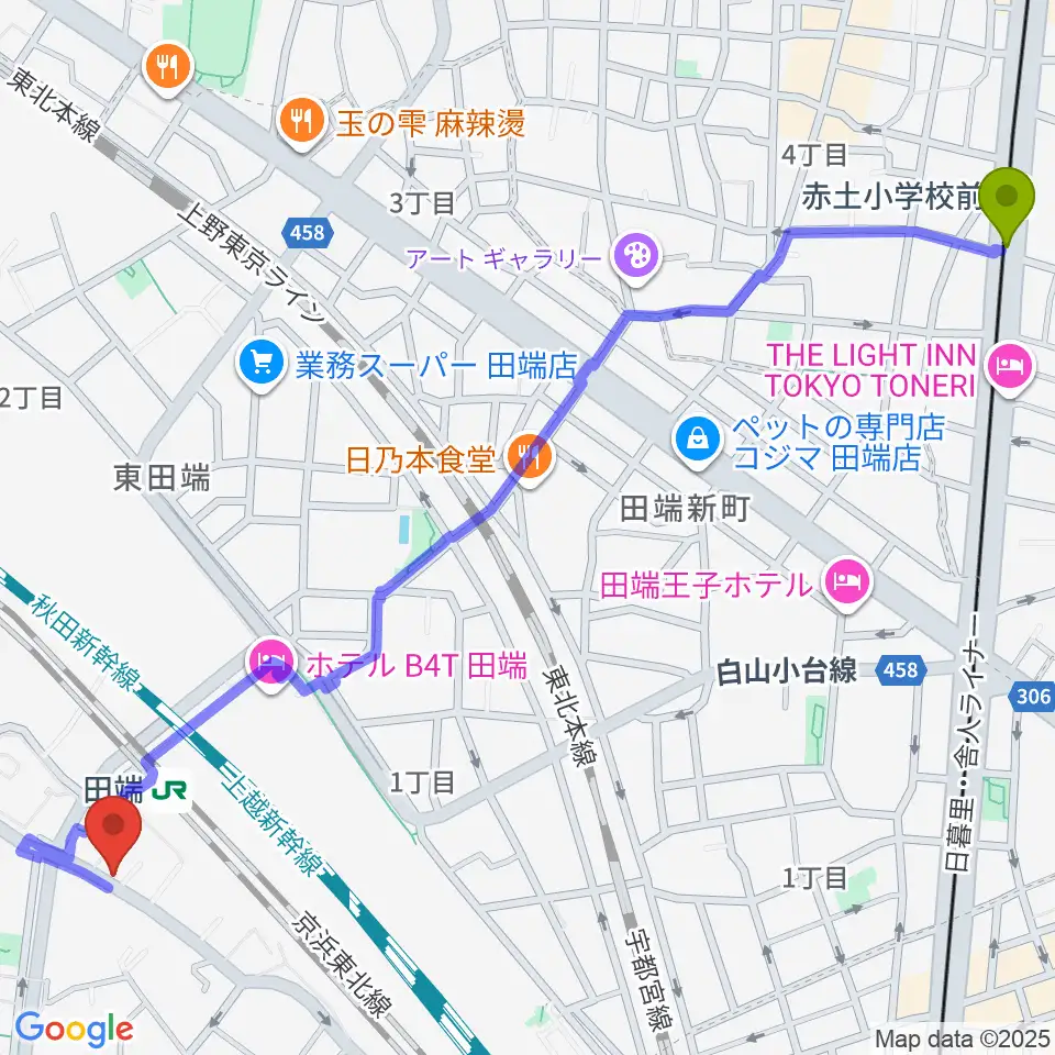 赤土小学校前駅からCPR STUDIOへのルートマップ地図