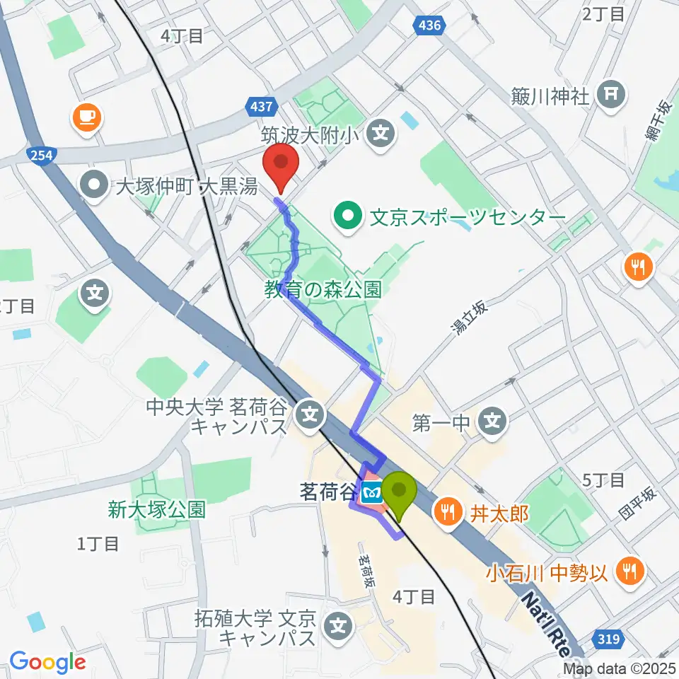 茗荷谷ラ・リールの最寄駅茗荷谷駅からの徒歩ルート（約8分）地図