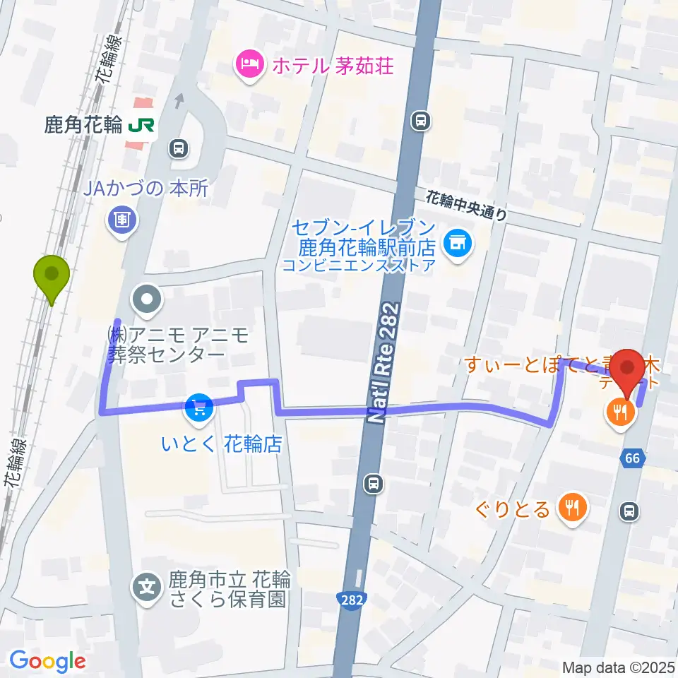 鹿角市交流プラザ MITプラザの最寄駅鹿角花輪駅からの徒歩ルート（約6分）地図