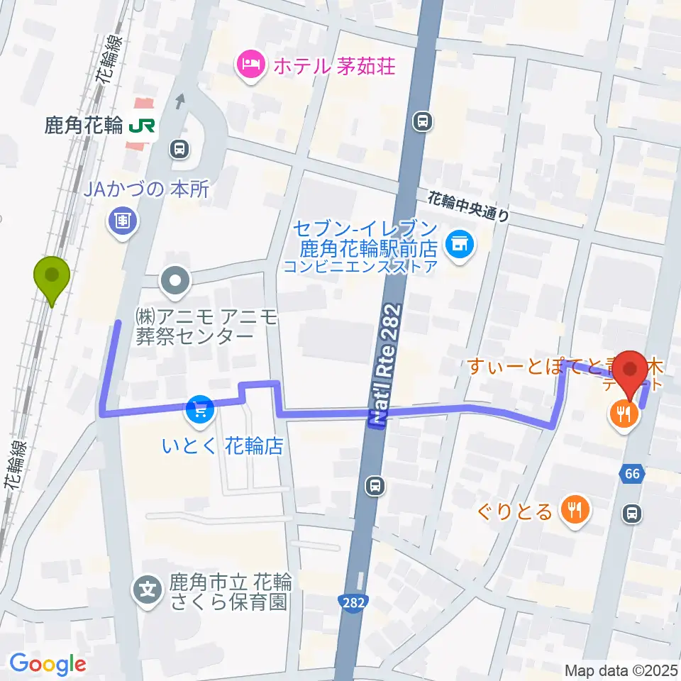 鹿角市交流プラザ MITプラザの最寄駅鹿角花輪駅からの徒歩ルート（約6分）地図
