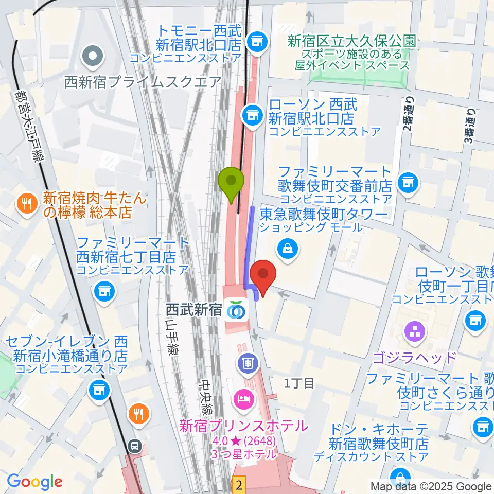 新宿バッシュ の最寄駅西武新宿駅からの徒歩ルート 約2分 Mdata