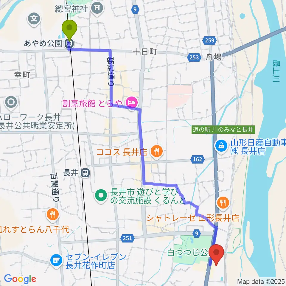 あやめ公園駅からエフエムい～じゃん おらんだラジオへのルートマップ地図