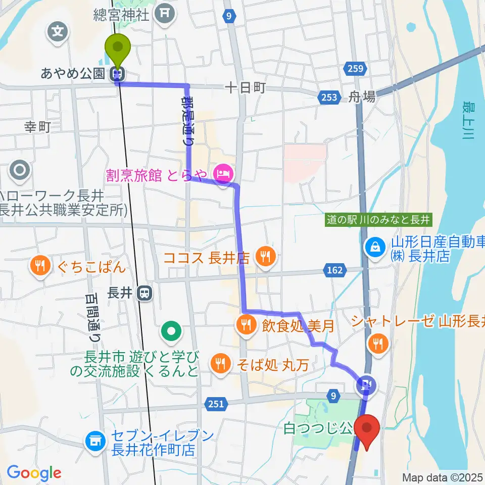 あやめ公園駅からエフエムい～じゃん おらんだラジオへのルートマップ地図