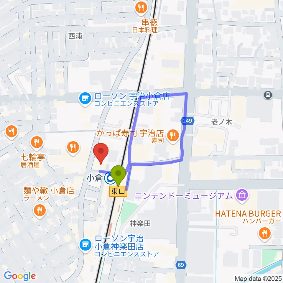 ソウルクリエイトミュージックの最寄駅小倉駅からの徒歩ルート（約1分）地図