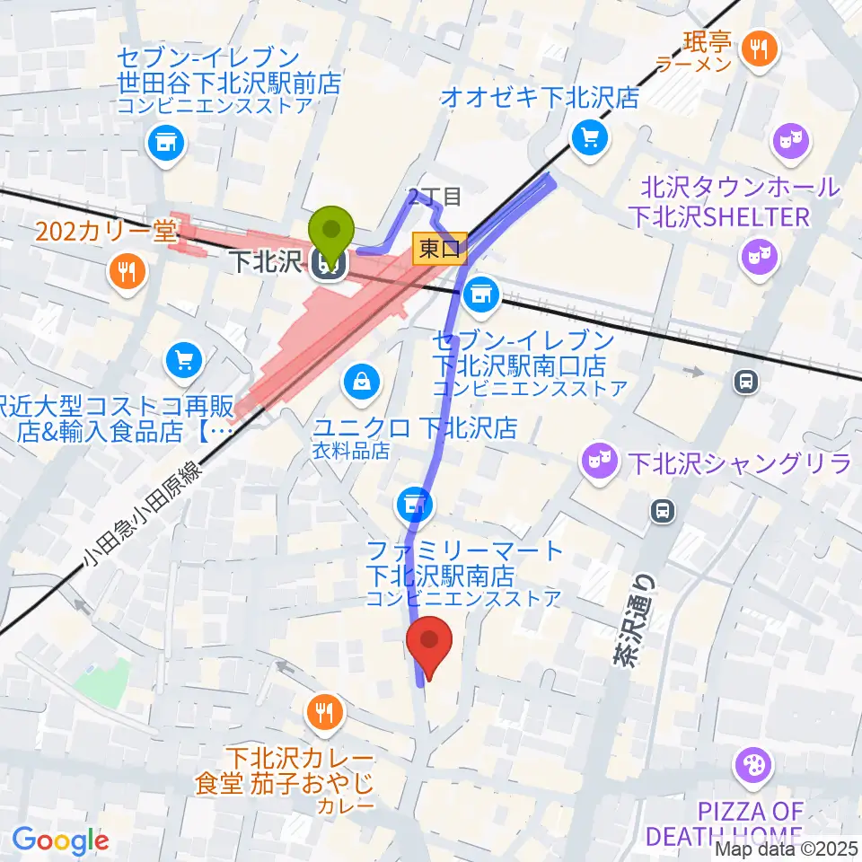下北沢ニュー風知空知の最寄駅下北沢駅からの徒歩ルート（約4分） MDATA